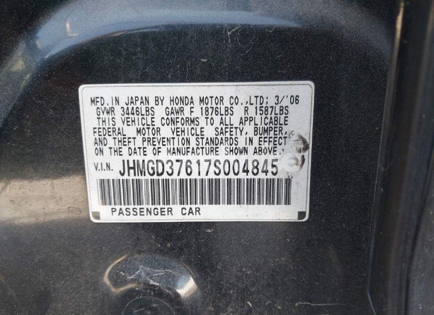 Photo 9 of 2007 Honda Fit SPORT (VIN JHMGD37617S004845)