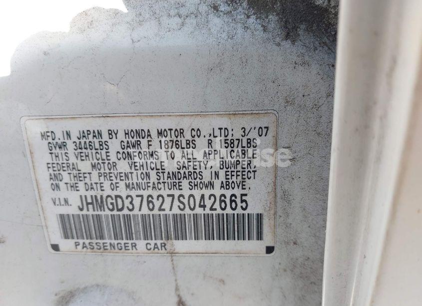 Photo 9 of 2007 Honda Fit SPORT (VIN JHMGD37627S042665)