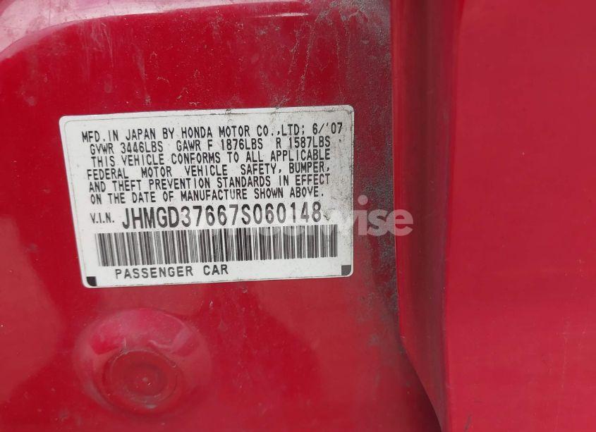 Photo 9 of 2007 Honda Fit SPORT (VIN JHMGD37667S060148)