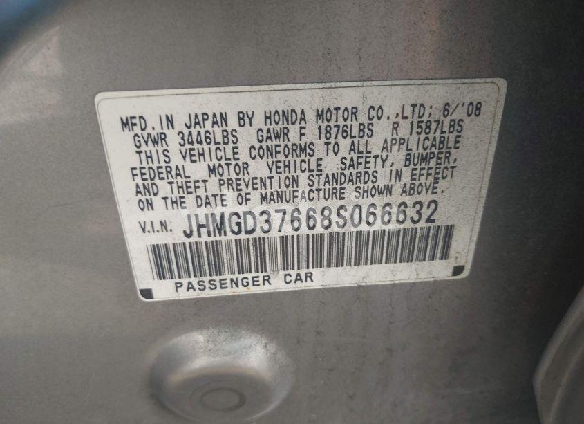 Photo 9 of 2008 Honda Fit SPORT (VIN JHMGD37668S066632)