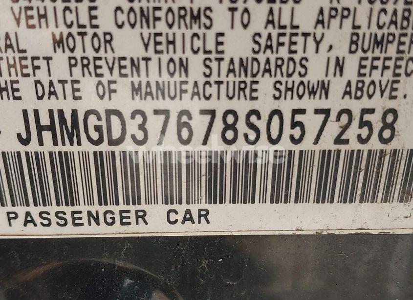 Photo 9 of 2008 Honda Fit SPORT (VIN JHMGD37678S057258)