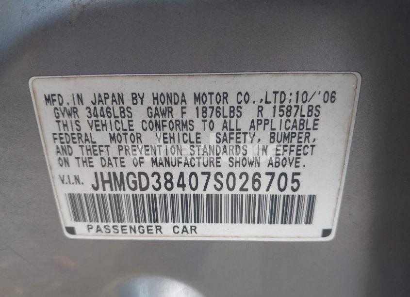 Photo 9 of 2007 Honda Fit (VIN JHMGD38407S026705)