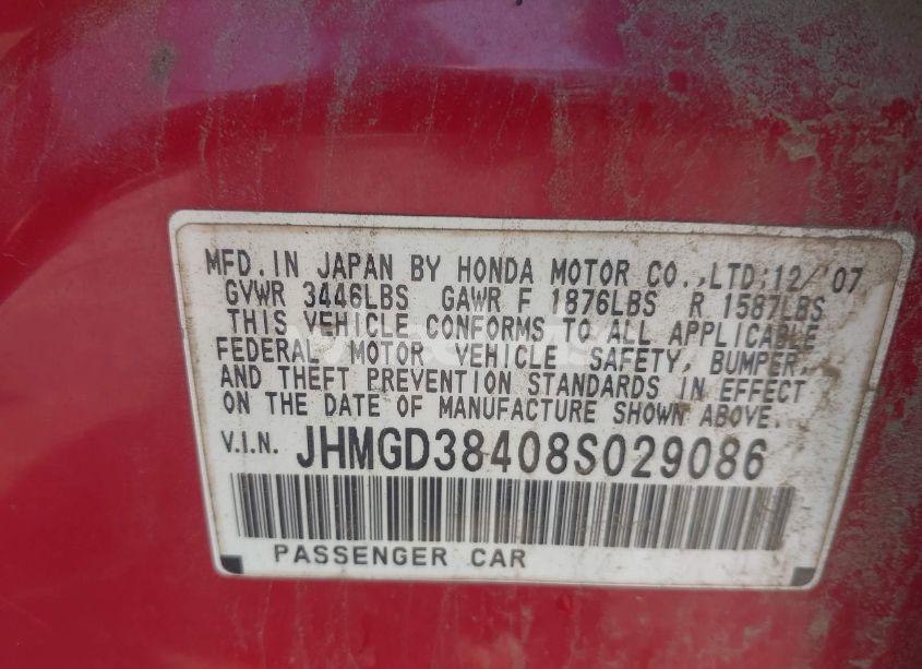 Photo 9 of 2008 Honda Fit (VIN JHMGD38408S029086)