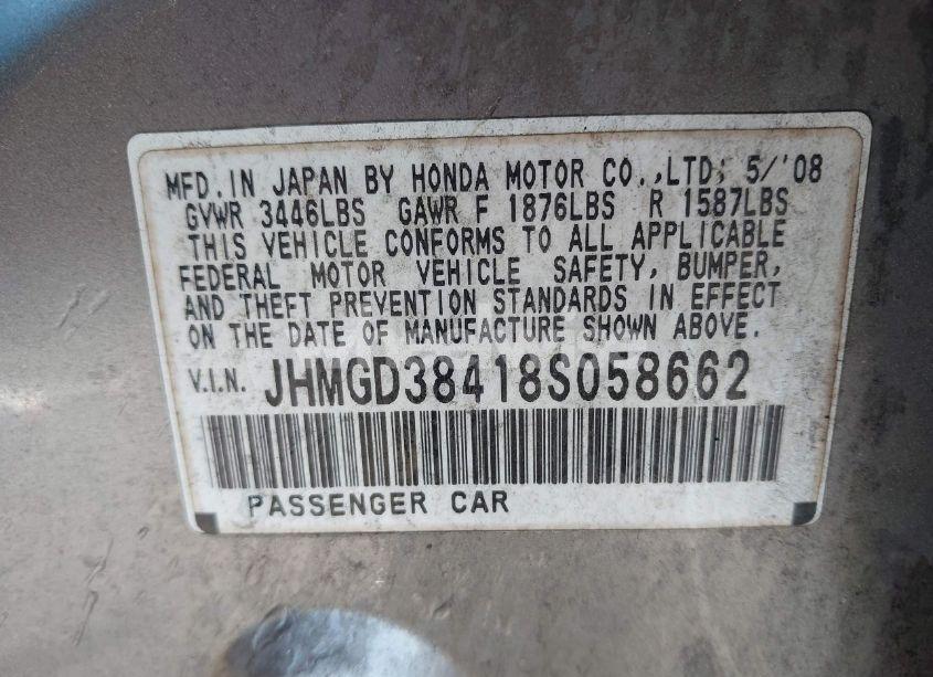 Photo 9 of 2008 Honda Fit (VIN JHMGD38418S058662)