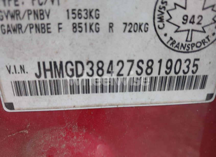 Photo 9 of 2007 Honda Fit (VIN JHMGD38427S819035)