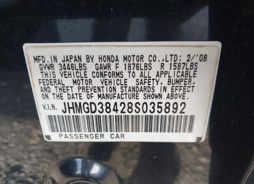 Photo 9 of 2008 Honda Fit (VIN JHMGD38428S035892)