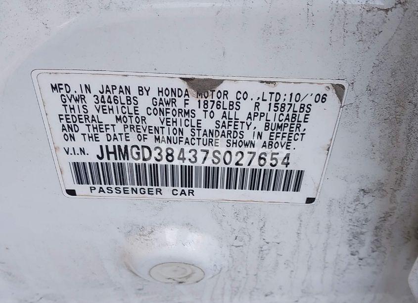 Photo 9 of 2007 Honda Fit (VIN JHMGD38437S027654)