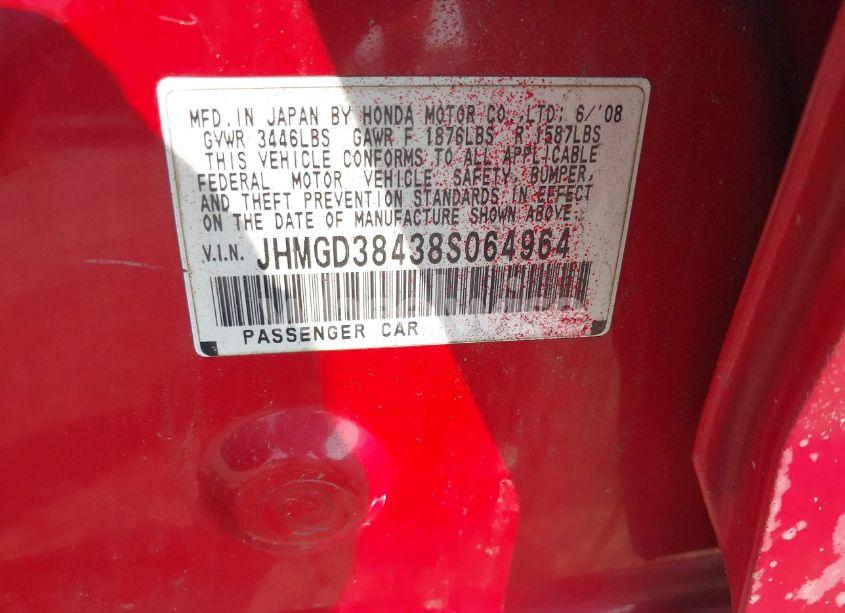 Photo 9 of 2008 Honda Fit (VIN JHMGD38438S064964)