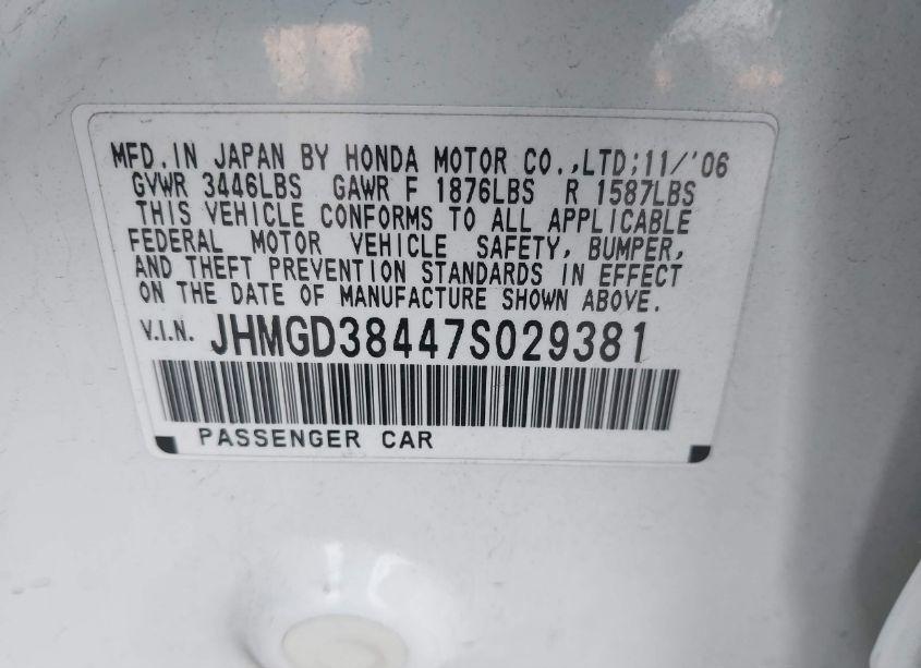 Photo 9 of 2007 Honda Fit (VIN JHMGD38447S029381)