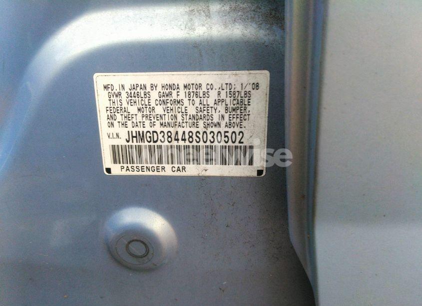 Photo 9 of 2008 Honda Fit (VIN JHMGD38448S030502)