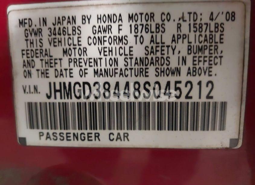 Photo 9 of 2008 Honda Fit (VIN JHMGD38448S045212)