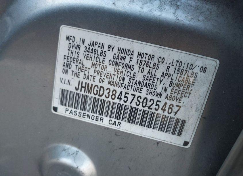 Photo 9 of 2007 Honda Fit (VIN JHMGD38457S025467)