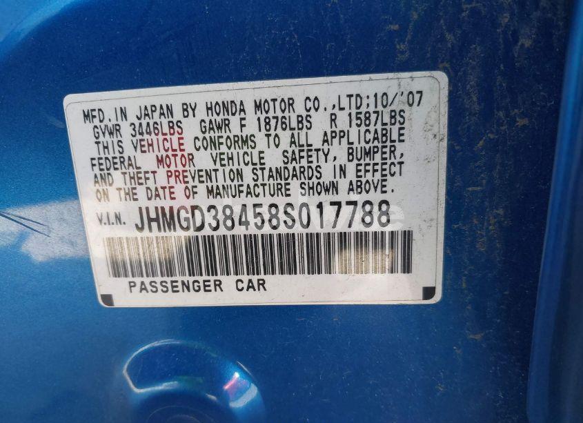 Photo 9 of 2008 Honda Fit (VIN JHMGD38458S017788)