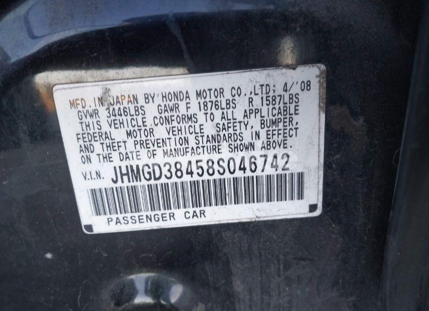 Photo 9 of 2008 Honda Fit (VIN JHMGD38458S046742)