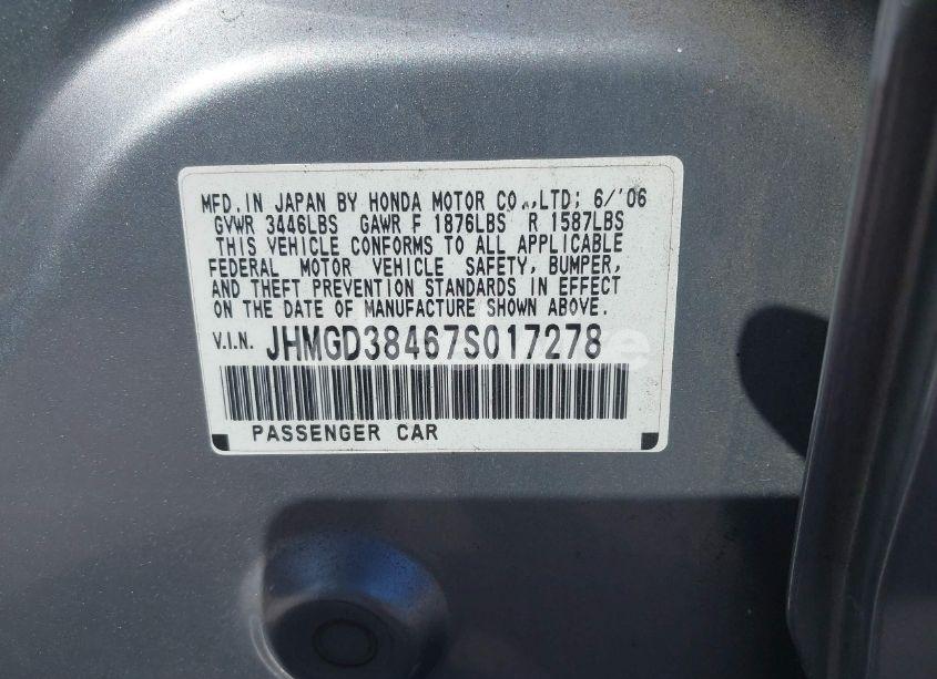 Photo 9 of 2007 Honda Fit (VIN JHMGD38467S017278)