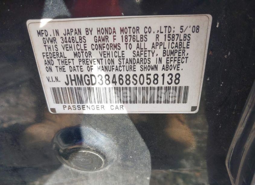 Photo 9 of 2008 Honda Fit (VIN JHMGD38468S058138)