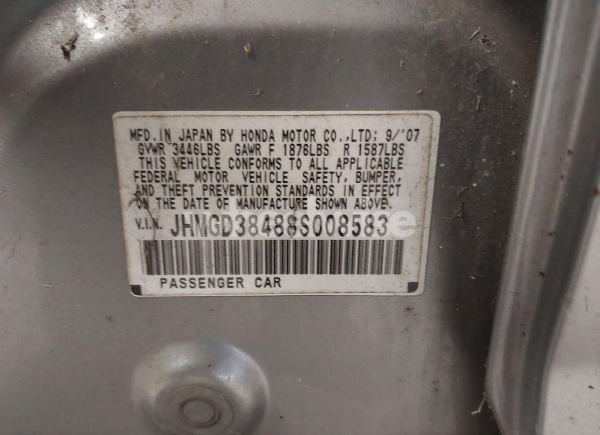 Photo 9 of 2008 Honda Fit (VIN JHMGD38488S008583)