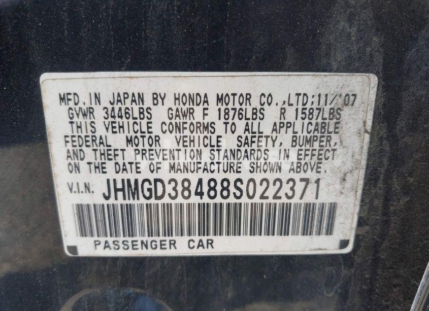 Photo 9 of 2008 Honda Fit (VIN JHMGD38488S022371)