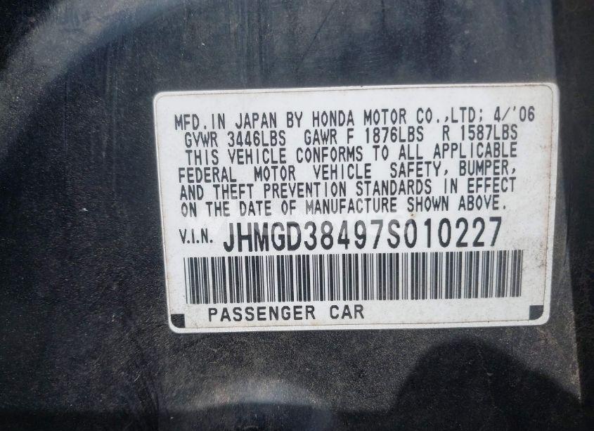 Photo 9 of 2007 Honda Fit (VIN JHMGD38497S010227)