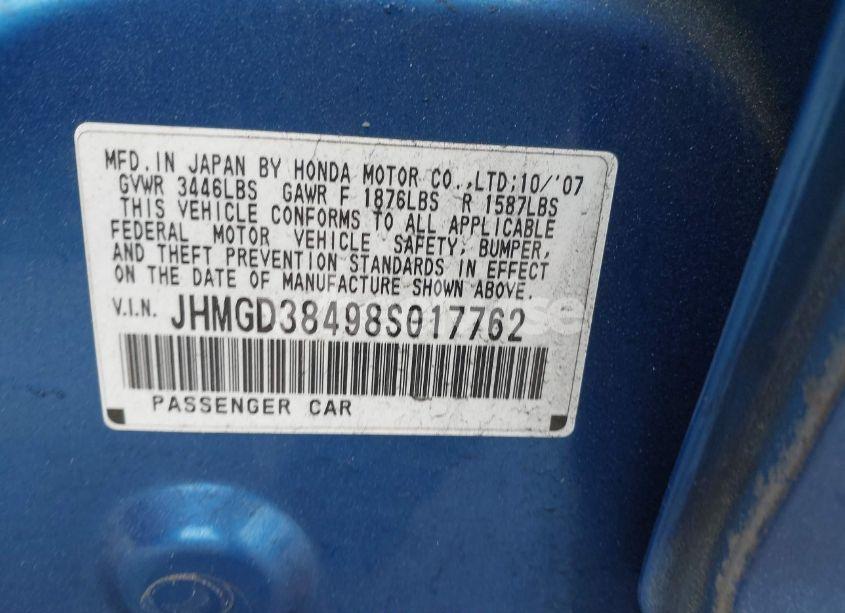 Photo 9 of 2008 Honda Fit (VIN JHMGD38498S017762)