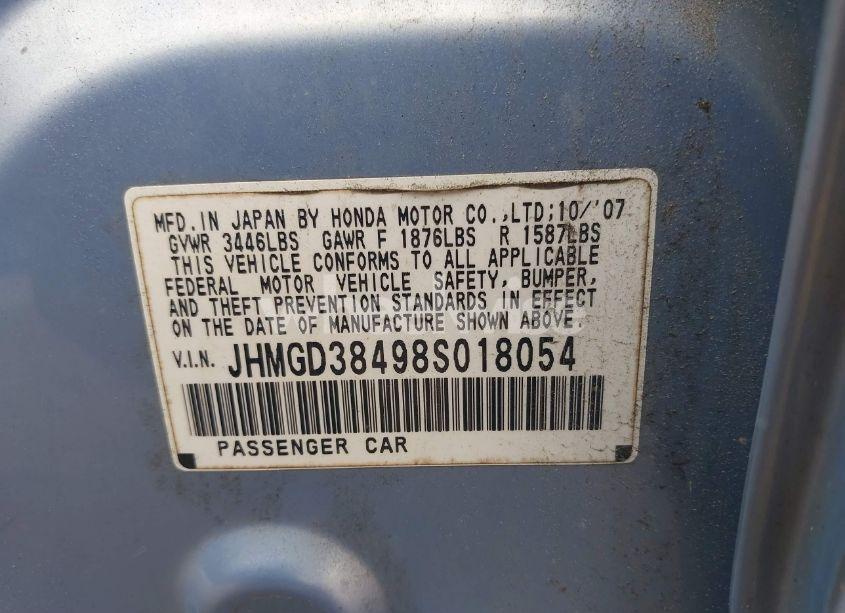 Photo 9 of 2008 Honda Fit (VIN JHMGD38498S018054)