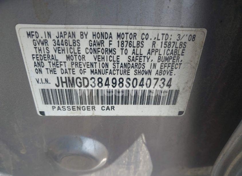 Photo 9 of 2008 Honda Fit (VIN JHMGD38498S040734)