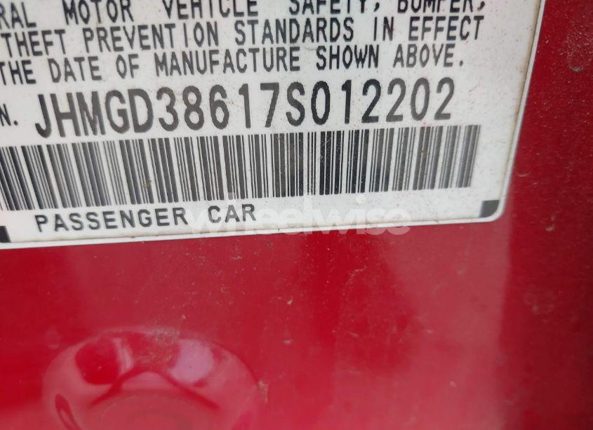 Photo 9 of 2007 Honda Fit SPORT (VIN JHMGD38617S012202)