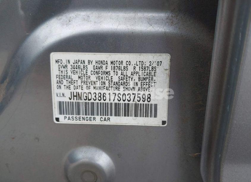 Photo 9 of 2007 Honda Fit SPORT (VIN JHMGD38617S037598)