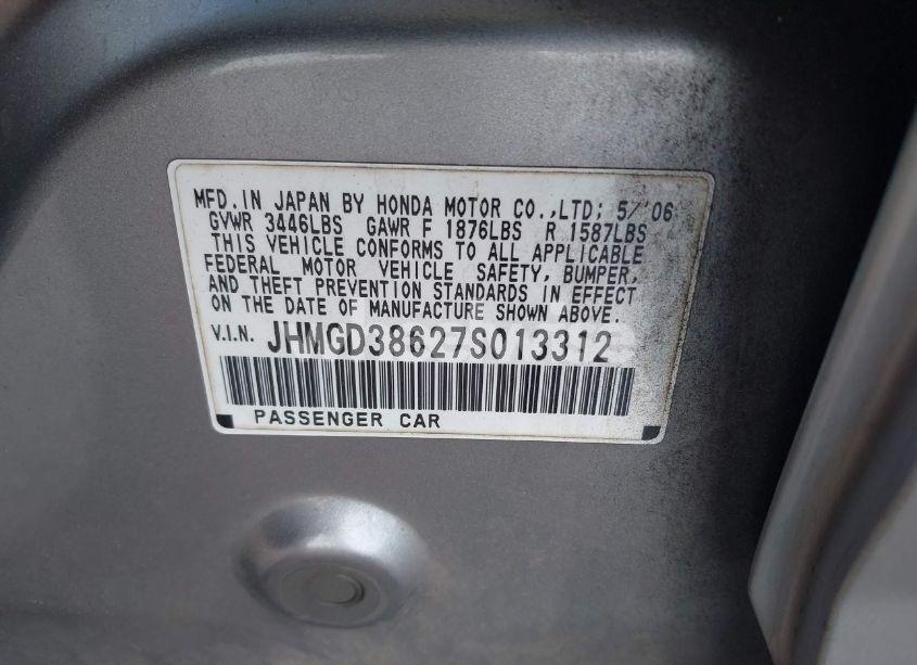 Photo 9 of 2007 Honda Fit SPORT (VIN JHMGD38627S013312)