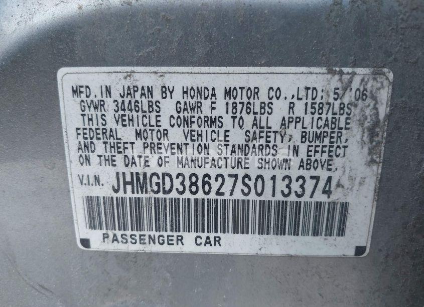 Photo 9 of 2007 Honda Fit SPORT (VIN JHMGD38627S013374)