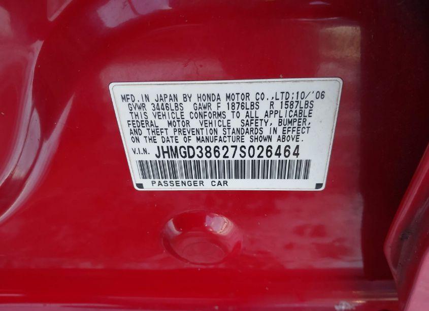 Photo 9 of 2007 Honda Fit SPORT (VIN JHMGD38627S026464)