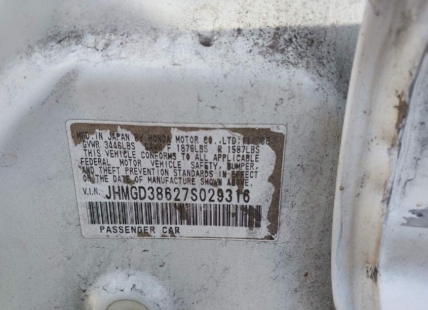 Photo 9 of 2007 Honda Fit SPORT (VIN JHMGD38627S029316)