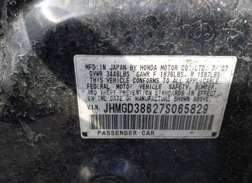 Photo 9 of 2007 Honda Fit SPORT (VIN JHMGD38627S065829)