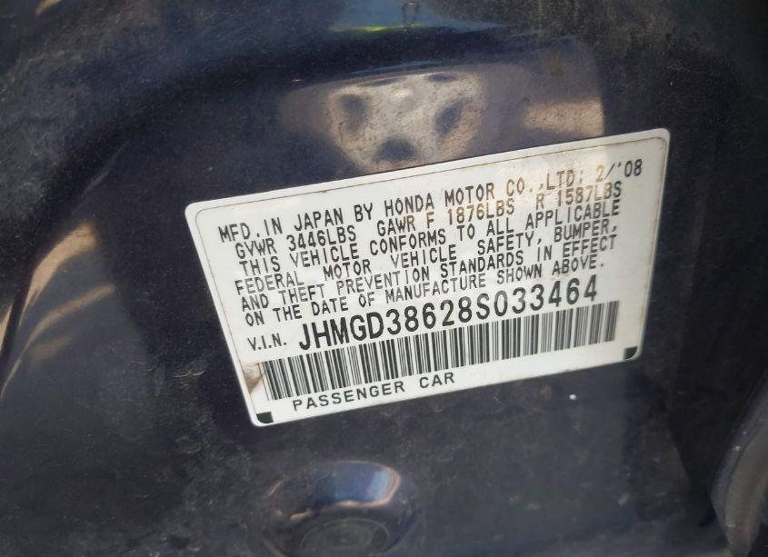 Photo 9 of 2008 Honda Fit SPORT (VIN JHMGD38628S033464)