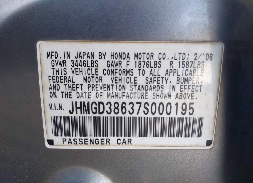 Photo 9 of 2007 Honda Fit SPORT (VIN JHMGD38637S000195)