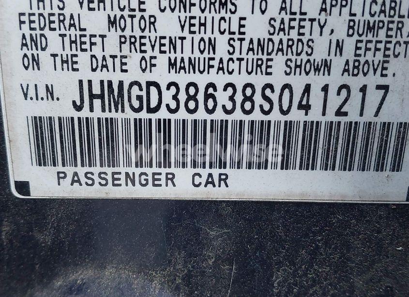 Photo 9 of 2008 Honda Fit SPORT (VIN JHMGD38638S041217)