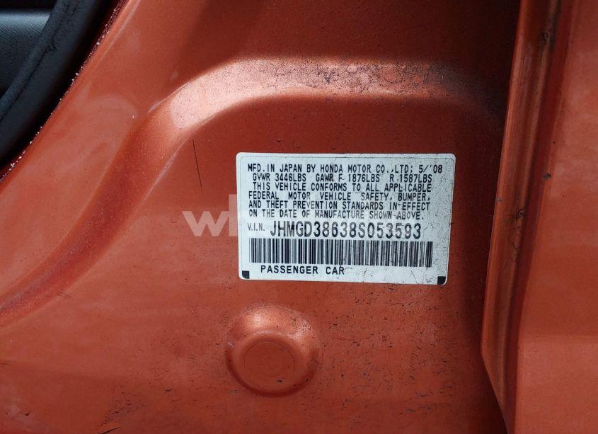 Photo 9 of 2008 Honda Fit SPORT (VIN JHMGD38638S053593)