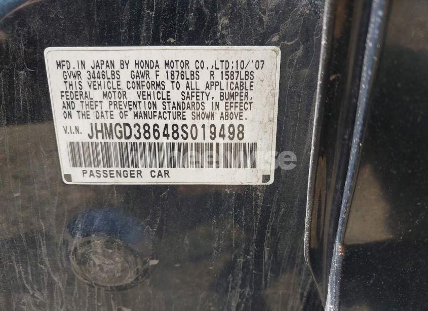 Photo 9 of 2008 Honda Fit SPORT (VIN JHMGD38648S019498)