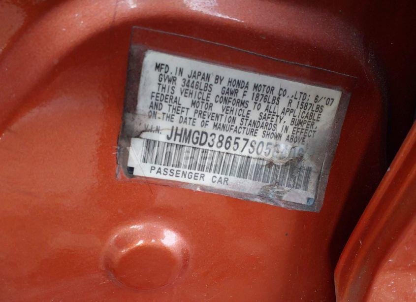 Photo 9 of 2007 Honda Fit SPORT (VIN JHMGD38657S058406)