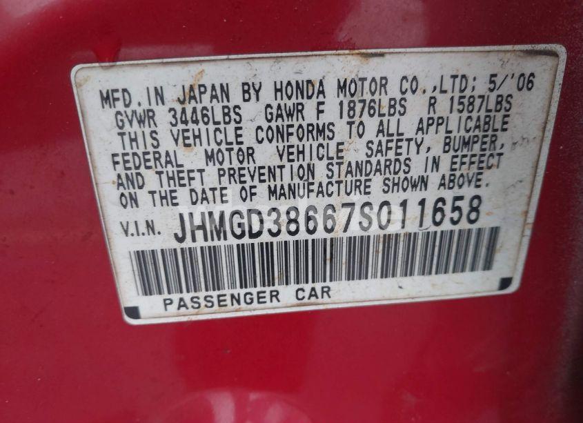 Photo 9 of 2007 Honda Fit SPORT (VIN JHMGD38667S011658)