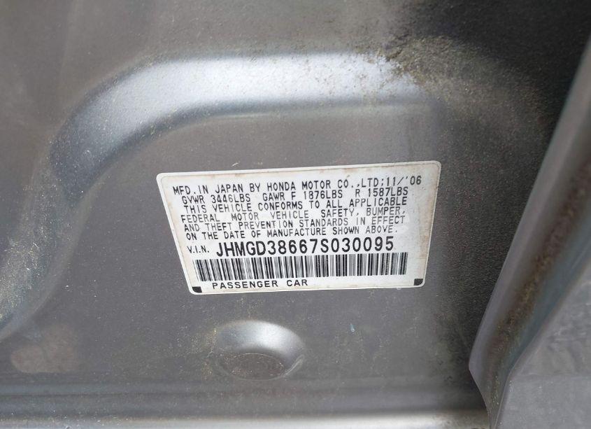 Photo 9 of 2007 Honda Fit SPORT (VIN JHMGD38667S030095)