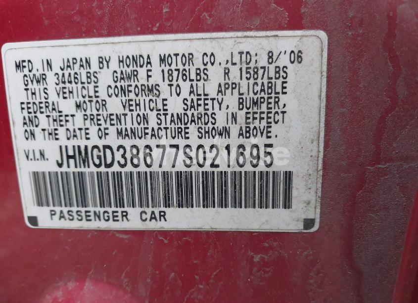 Photo 9 of 2007 Honda Fit SPORT (VIN JHMGD38677S021695)