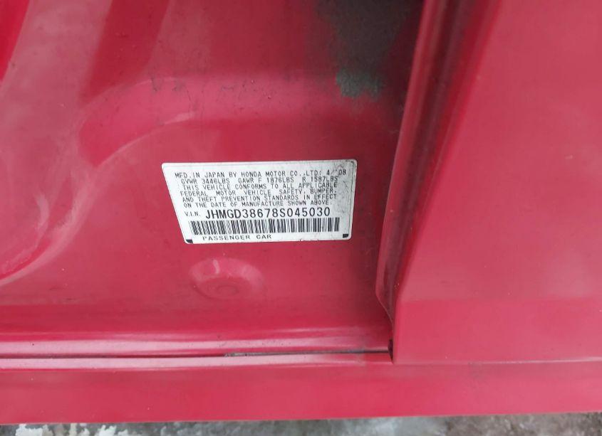 Photo 9 of 2008 Honda Fit SPORT (VIN JHMGD38678S045030)