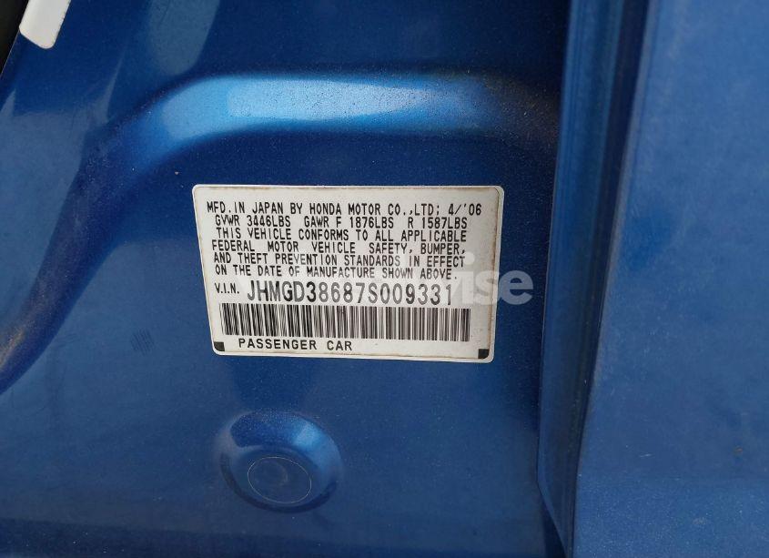 Photo 9 of 2007 Honda Fit SPORT (VIN JHMGD38687S009331)