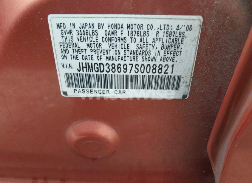 Photo 9 of 2007 Honda Fit SPORT (VIN JHMGD38697S008821)