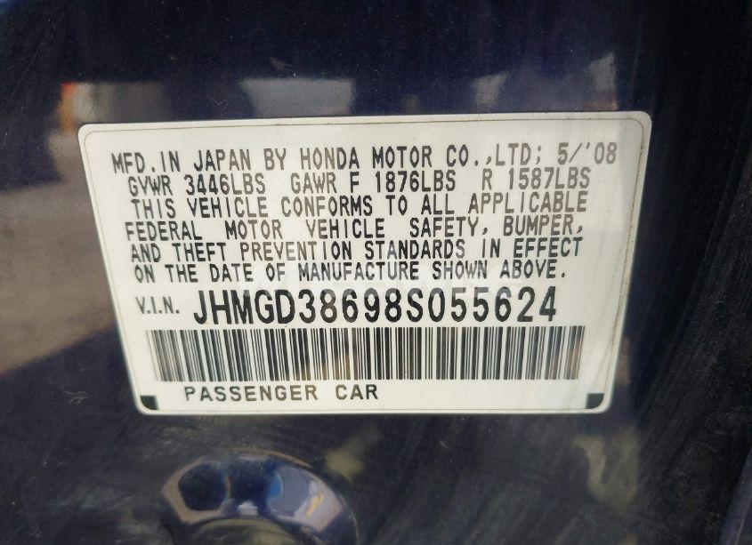 Photo 9 of 2008 Honda Fit SPORT (VIN JHMGD38698S055624)