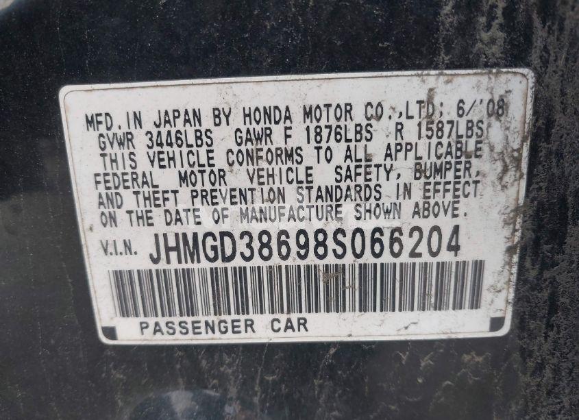 Photo 9 of 2008 Honda Fit SPORT (VIN JHMGD38698S066204)