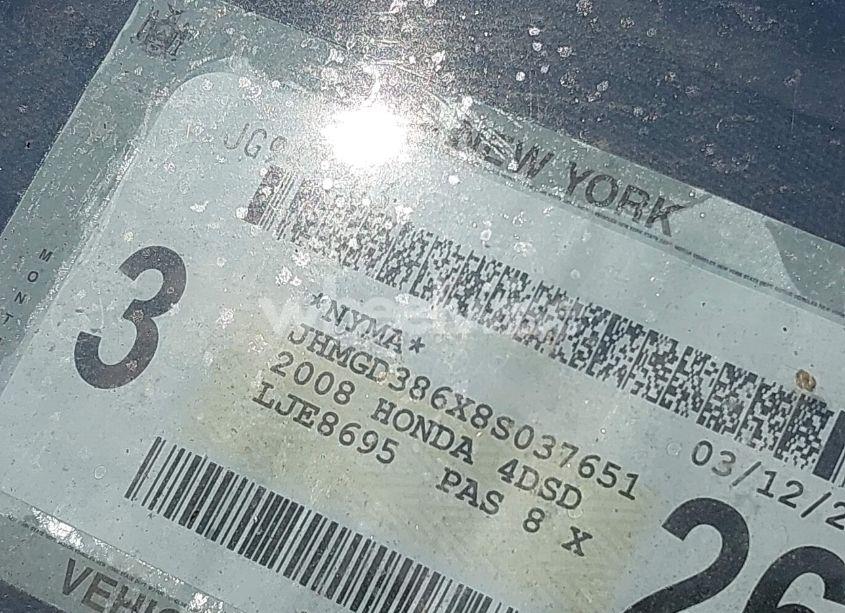 Photo 12 of 2008 Honda Fit SPORT (VIN JHMGD386X8S037651)