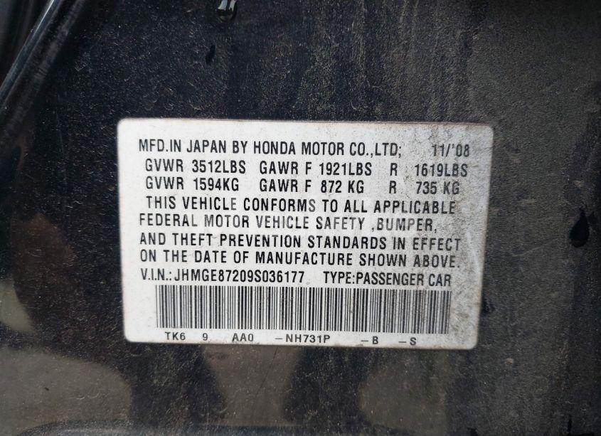 Photo 9 of 2009 Honda Fit (VIN JHMGE87209S036177)