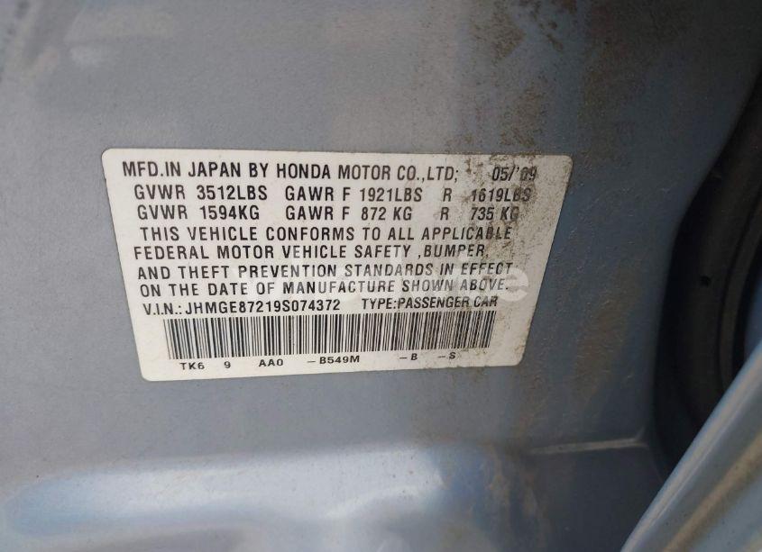 Photo 9 of 2009 Honda Fit (VIN JHMGE87219S074372)